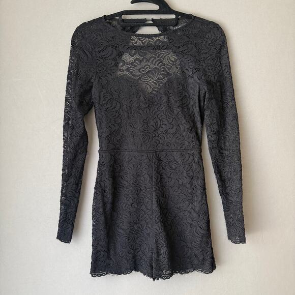 ANGL sz S black lace‎ romper jumpsuit - Picture 1 of 8